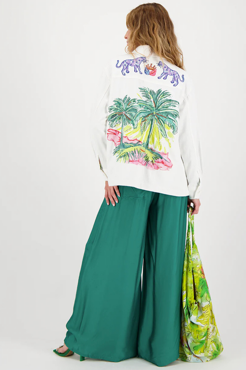 Briann Embroidered Denim Jacket - White