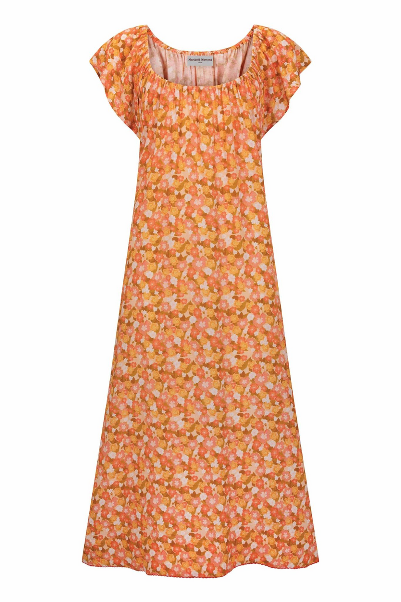 Clementine Frill Midi Dress - Nectar