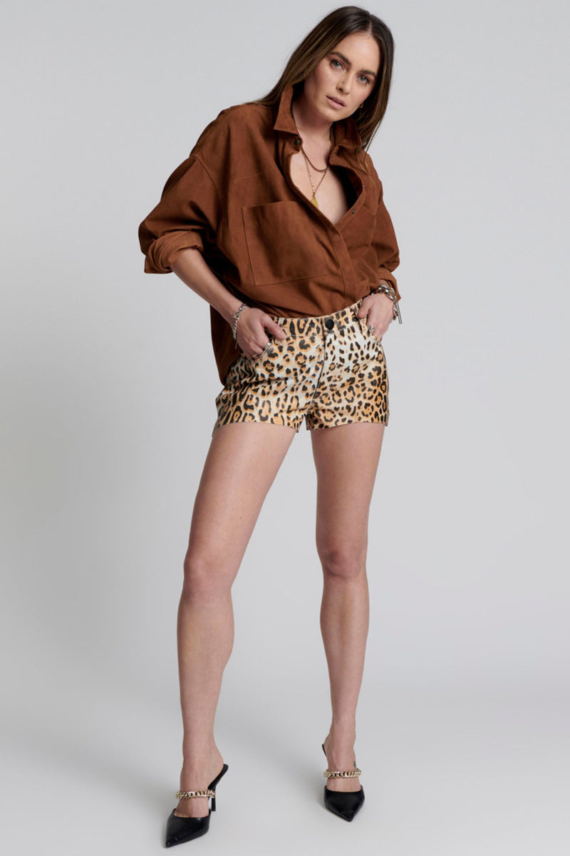 Leopard Le Wolves Leather Shorts