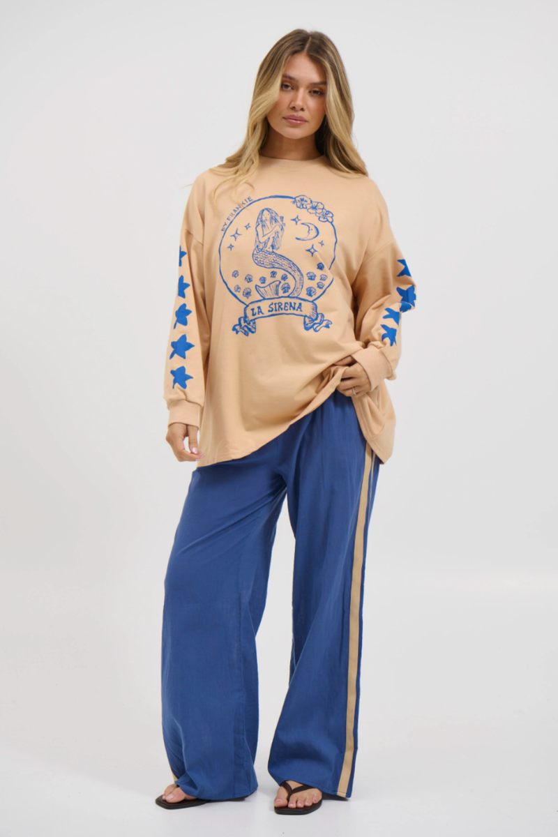 La Sirena Pant - Beige/Blue