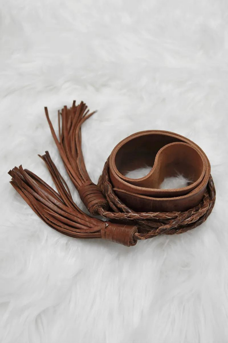 Leather Belt - Tan Double Wrap