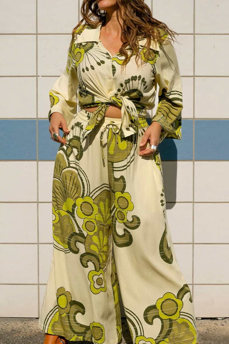 One Love Palazzo Pants - Clover