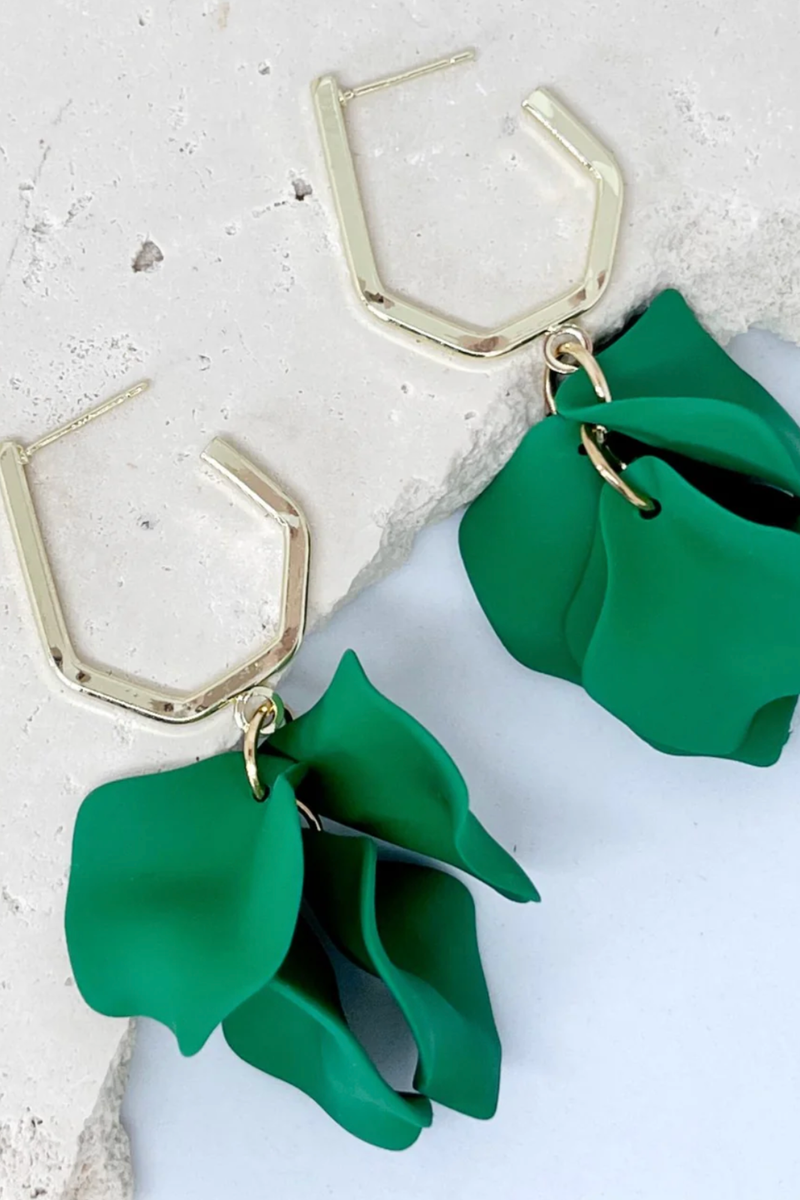 Petal Earrings - Green