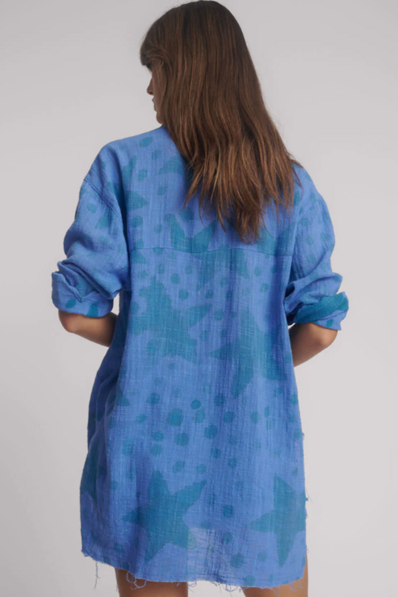 Polka Star Muslin Shirt - Blue