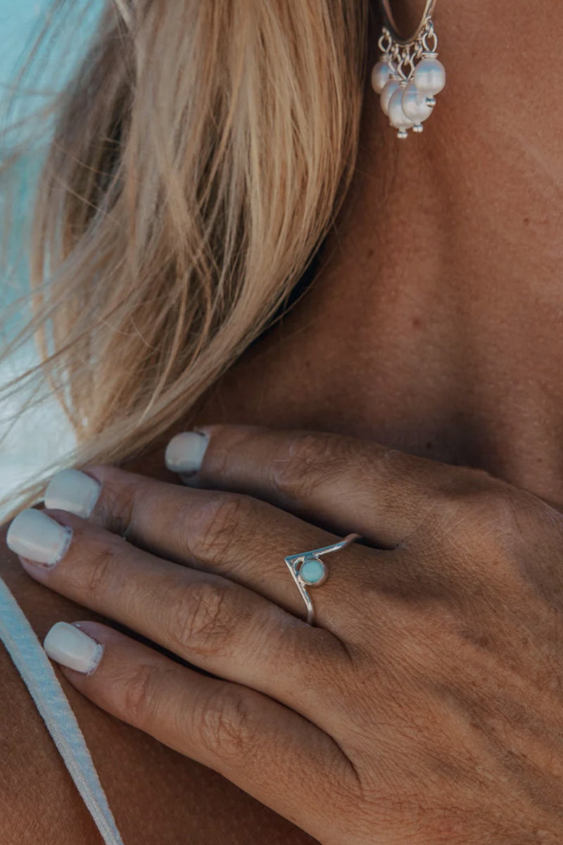 Pyramid of Water Larimar Ring