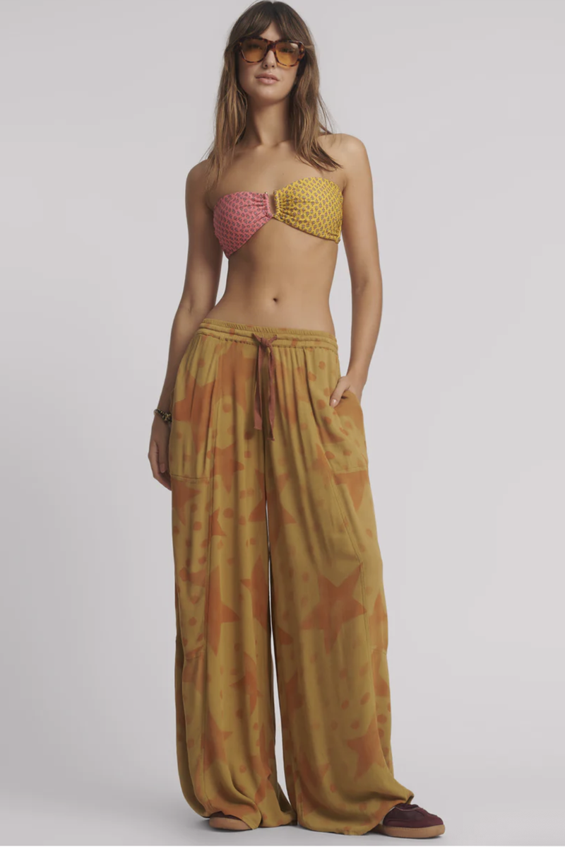 Polka Star Palazzo Pants - Ochre
