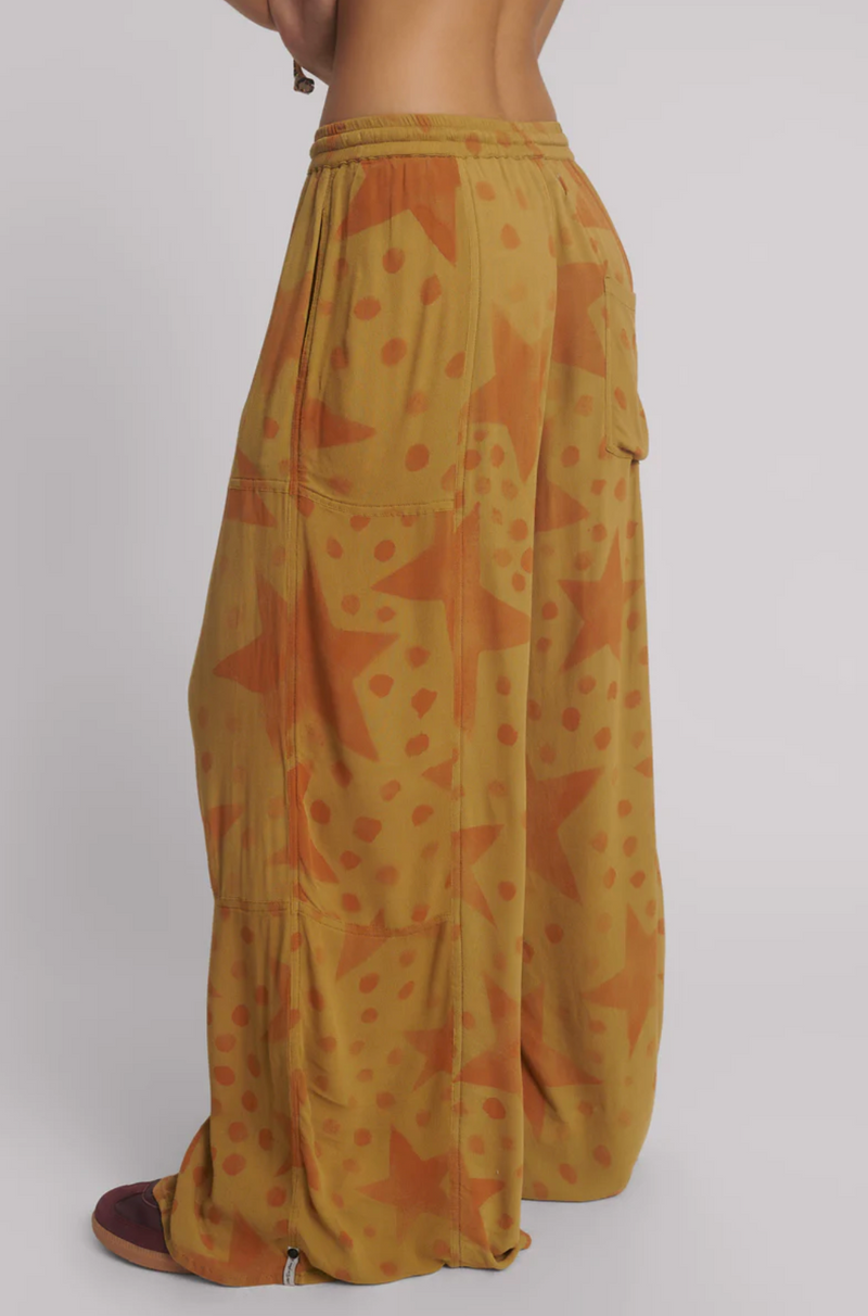 Polka Star Palazzo Pants - Ochre