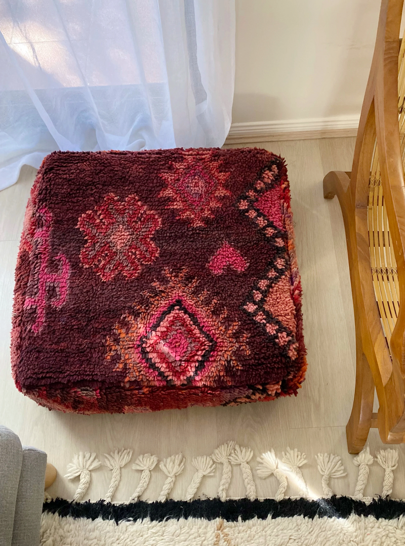 Pink Hearts Moroccan Floor Cushion