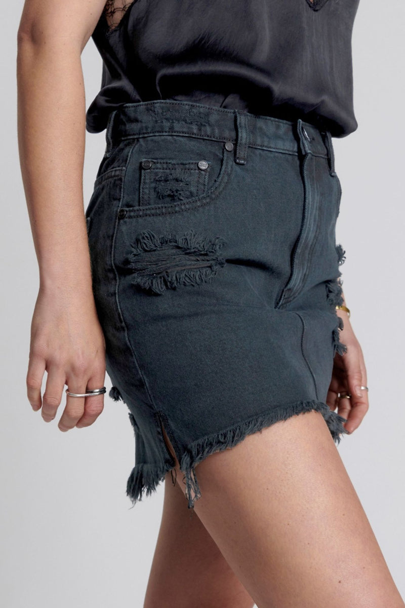 2020 Mini High Waist Denim Skirt - Black Fox